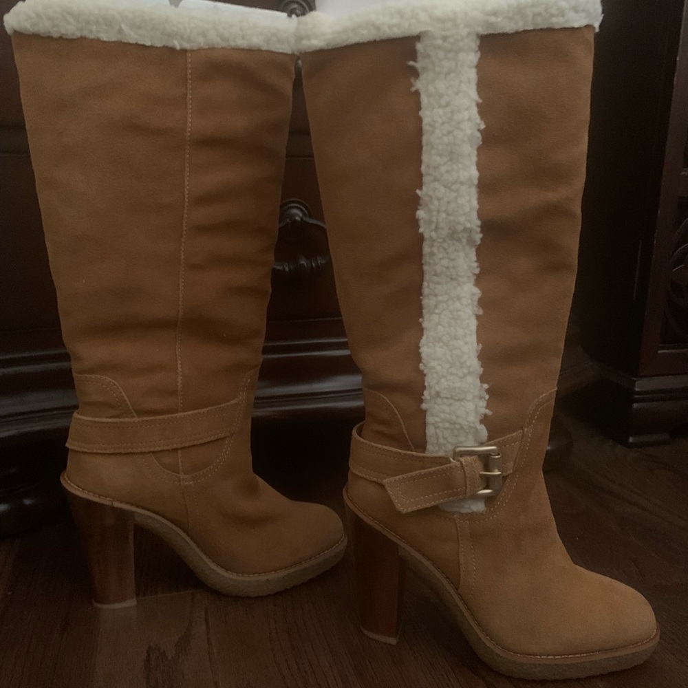 Michael Kors 7.5 suede faux shearling tall boot